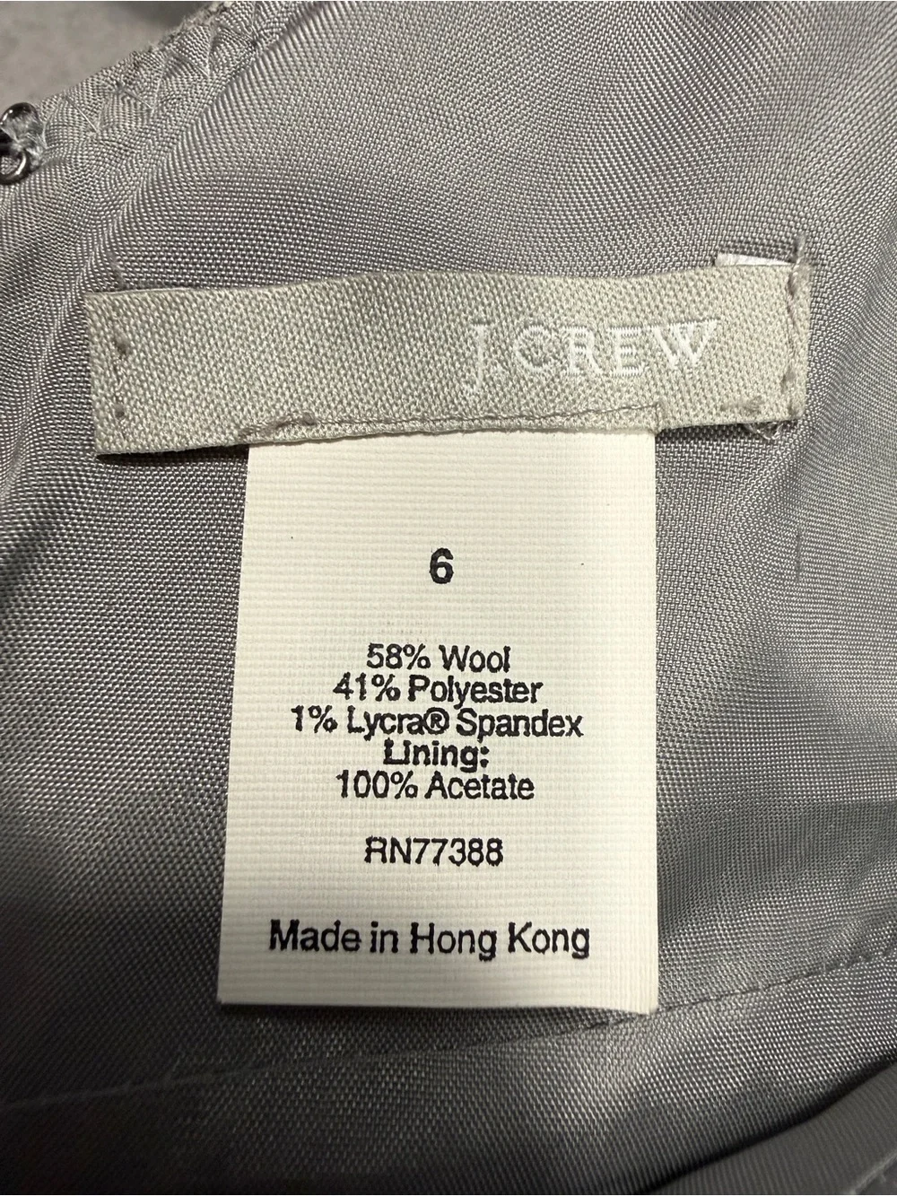 J. Crew Gray Wool Blend Sleeveless V-Neck Lined Midi Dress Size 6 #2556